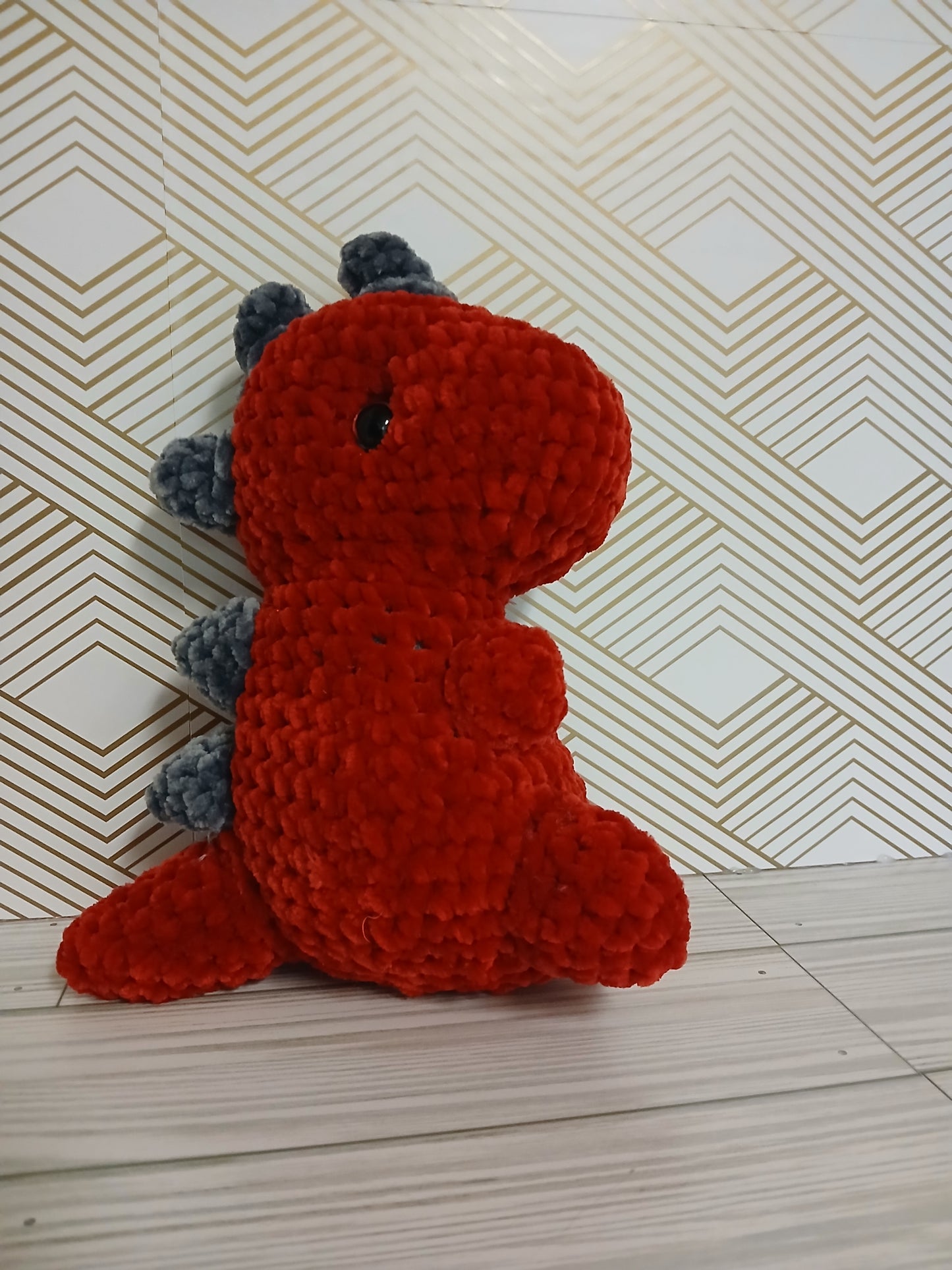 Red Dinosaur with Grey Spikes