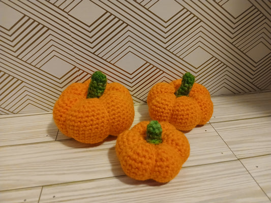 Set of Crocheted Pumpkins